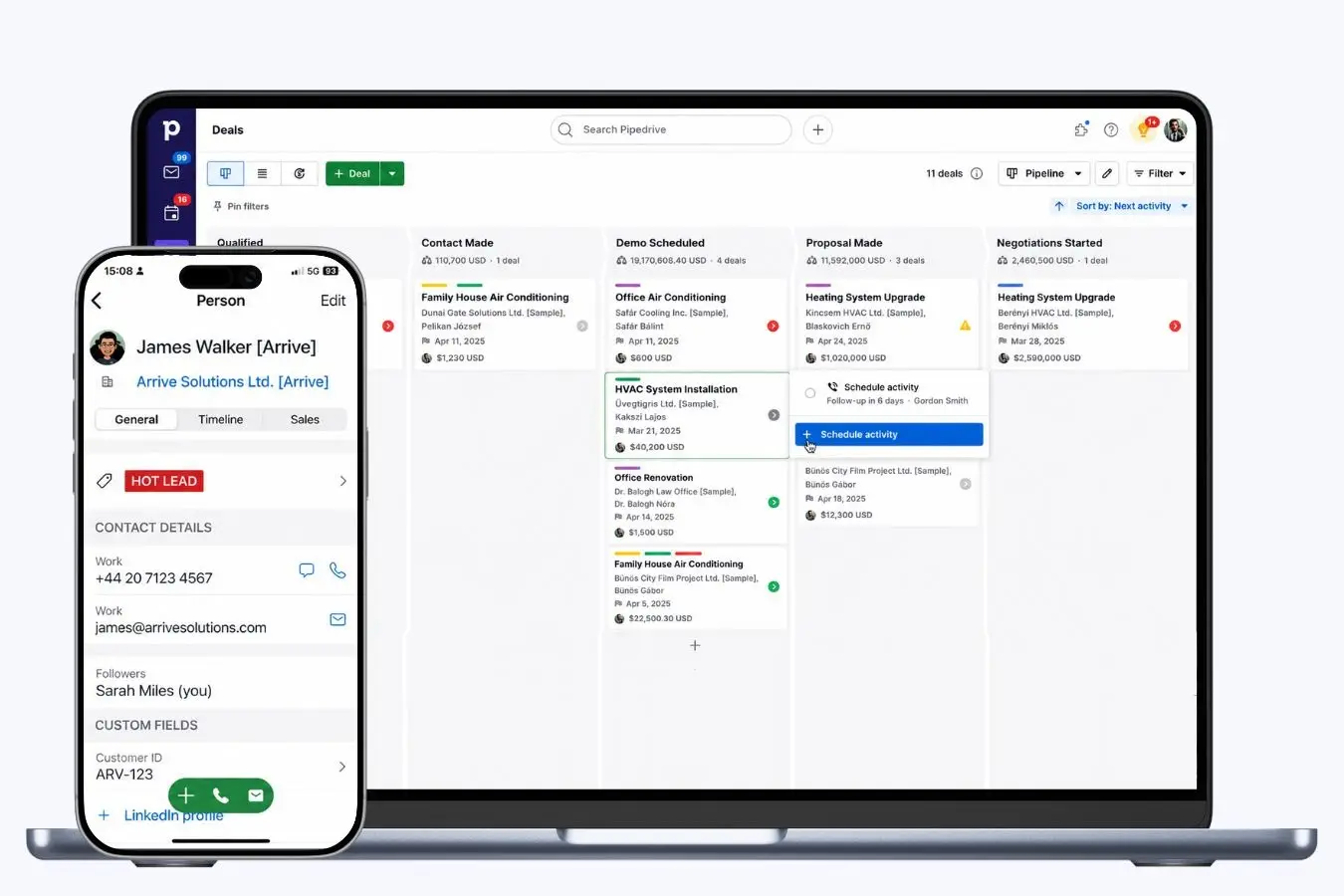 Dashboard Pipedrive cu pipeline și rapoarte